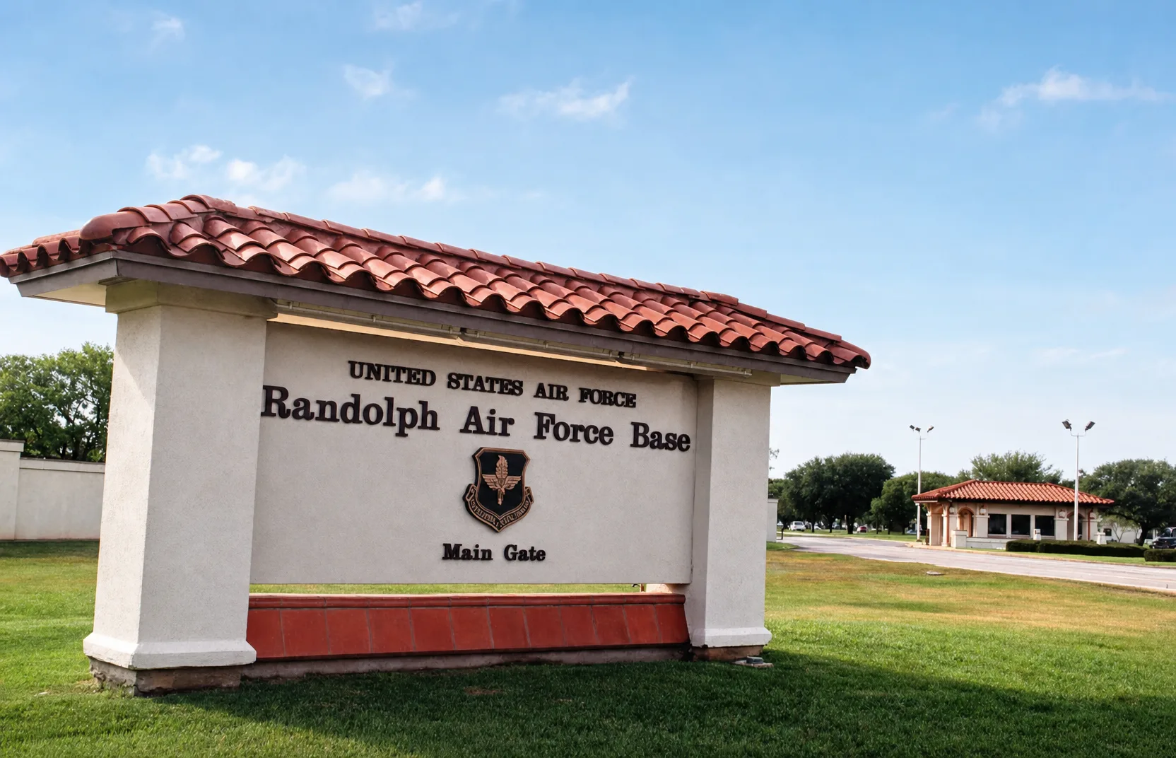 Randolph Air Force Base main gate sign, part of Joint Base San Antonio