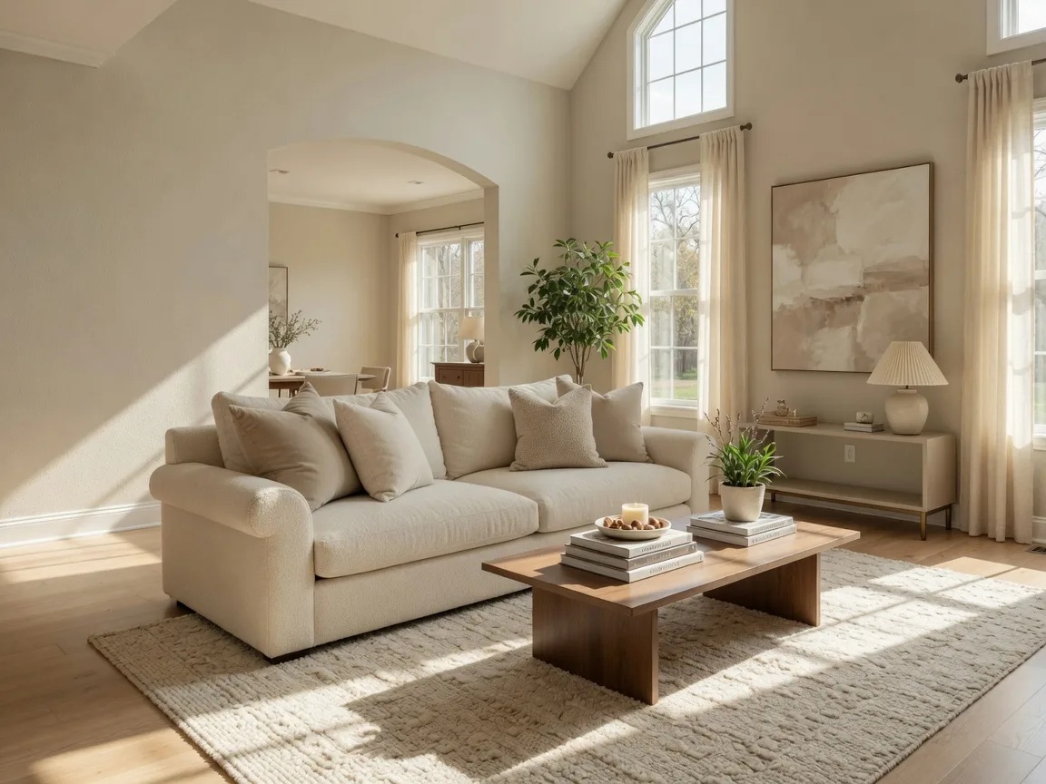 Professionally staged living room showing effective room presentation