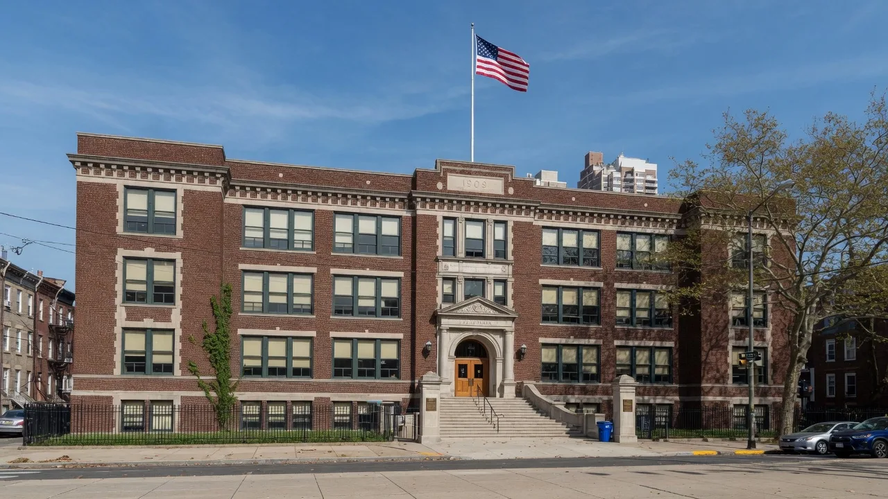 Lower Merion High School campus with modern architecture and well-maintained grounds
