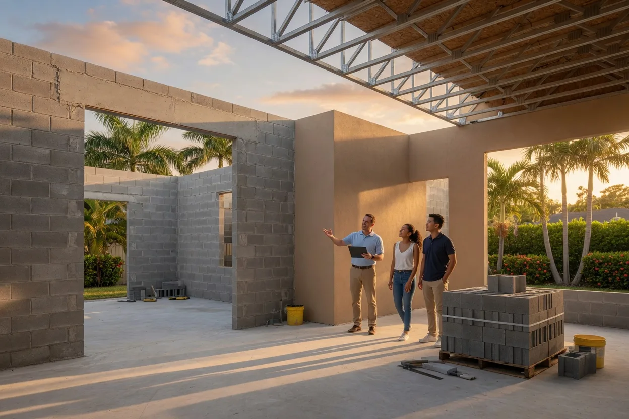 Our team walking buyers through a new construction showing in Polk County