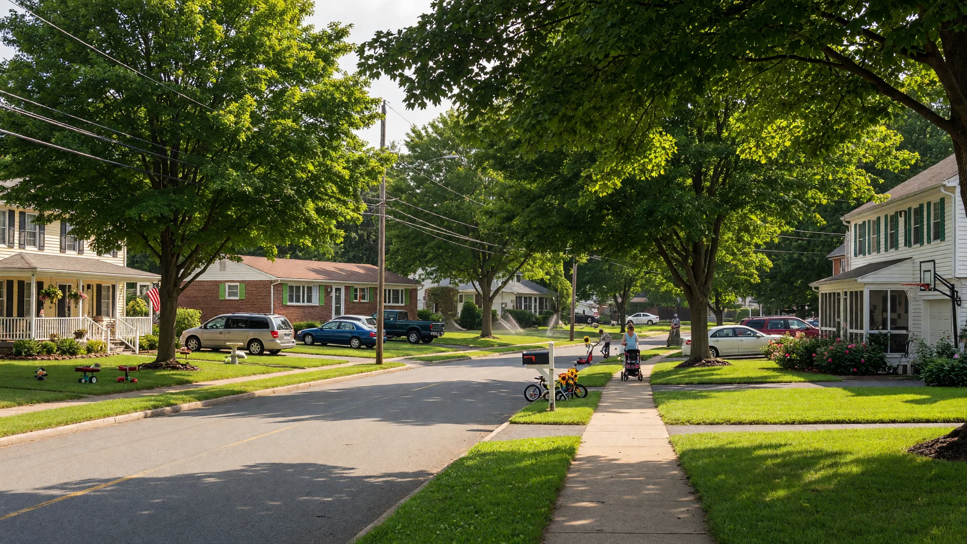 Tree-lined suburban street in Upper Chichester Township, Delaware County