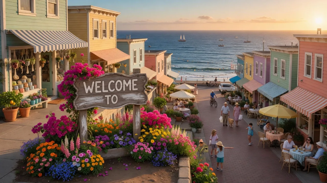 Charming Oregon Coast coastal town with ocean view