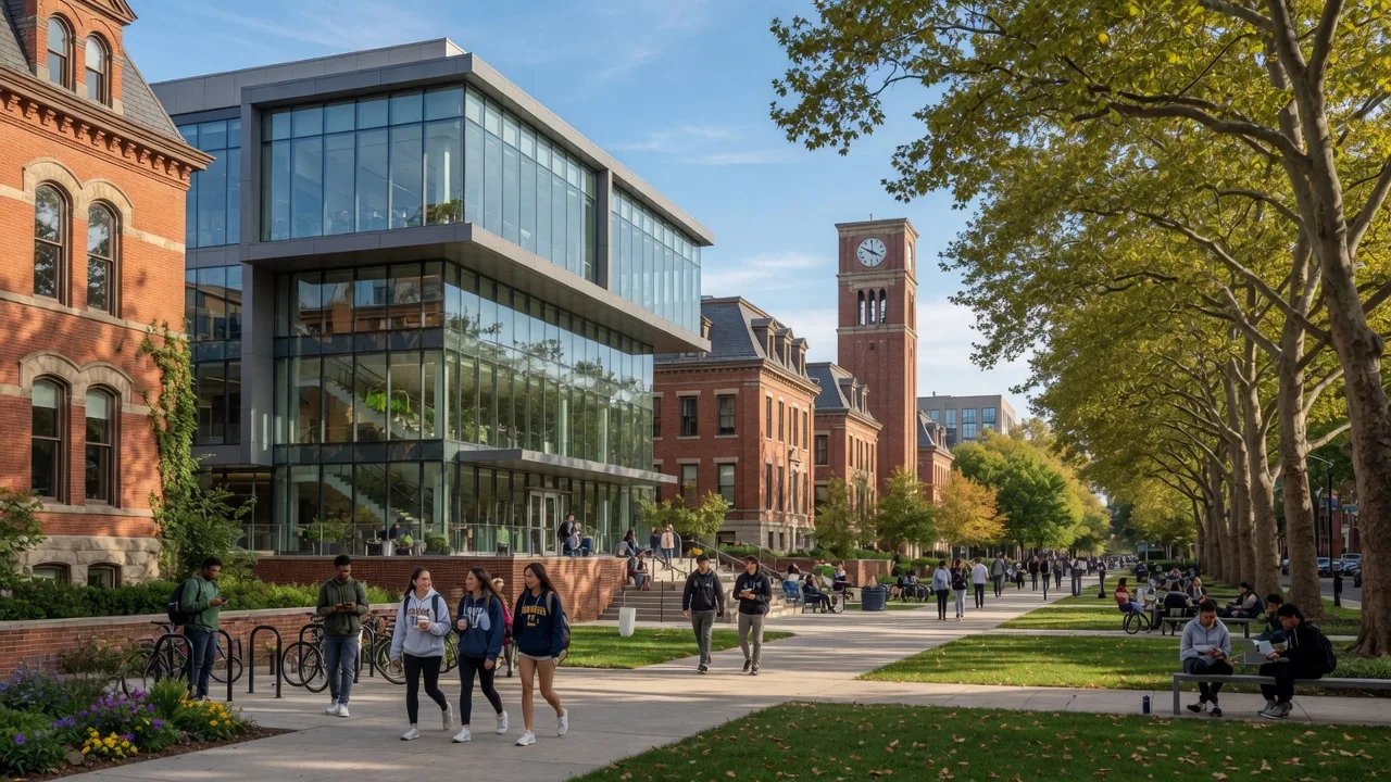 Drexel University campus modern buildings near Powelton Village