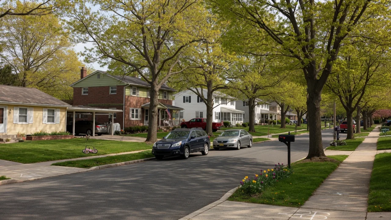 Quiet residential street in Delran, New Jersey