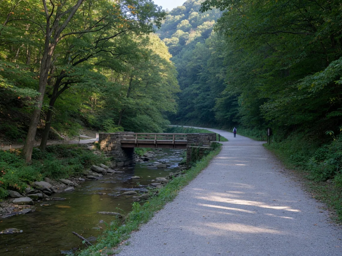 The crushed-stone trail of Forbidden Drive beside the Wissahickon Creek, minutes from West Mount Airy homes