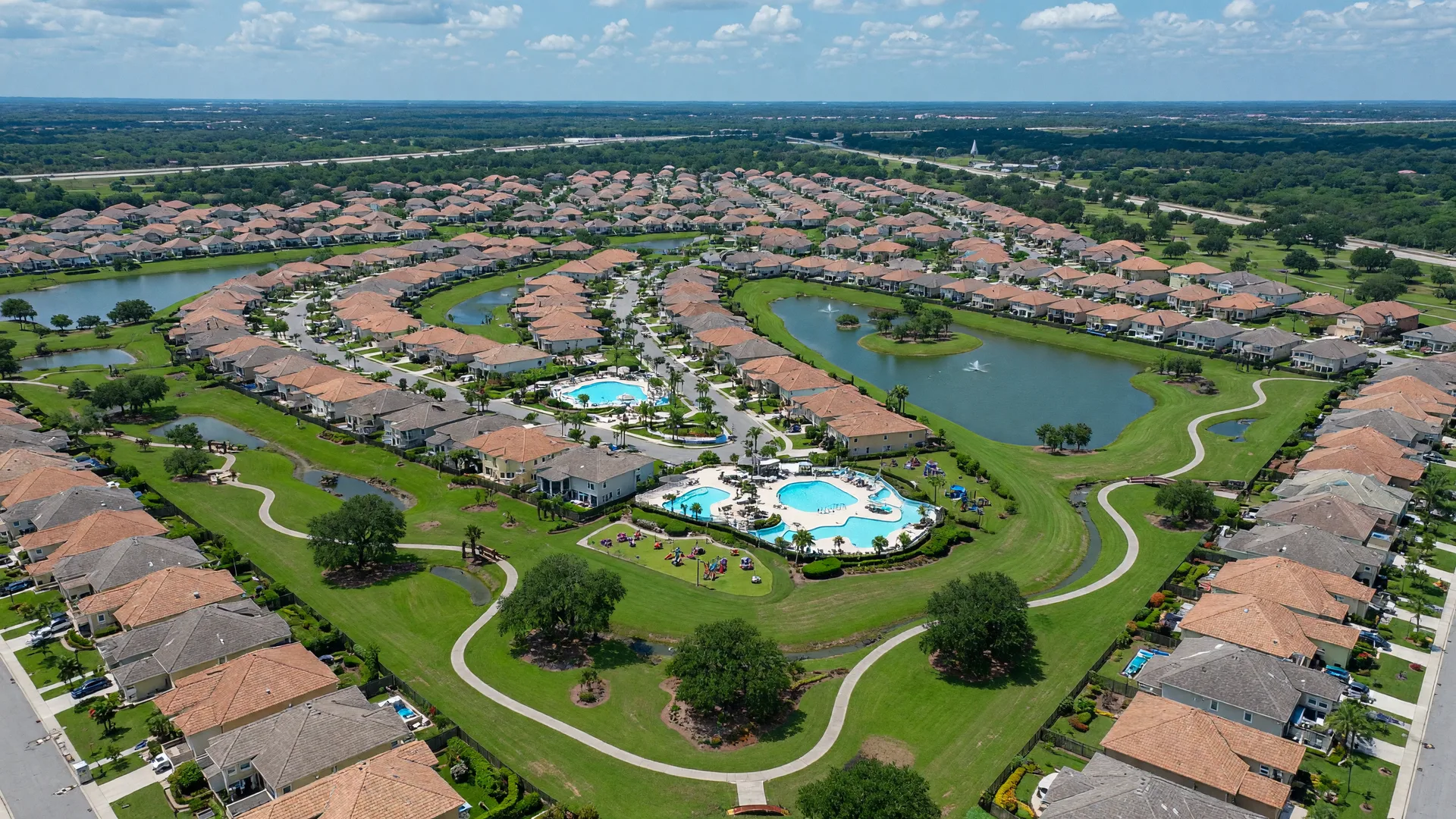 Aerial view of a master-planned community
