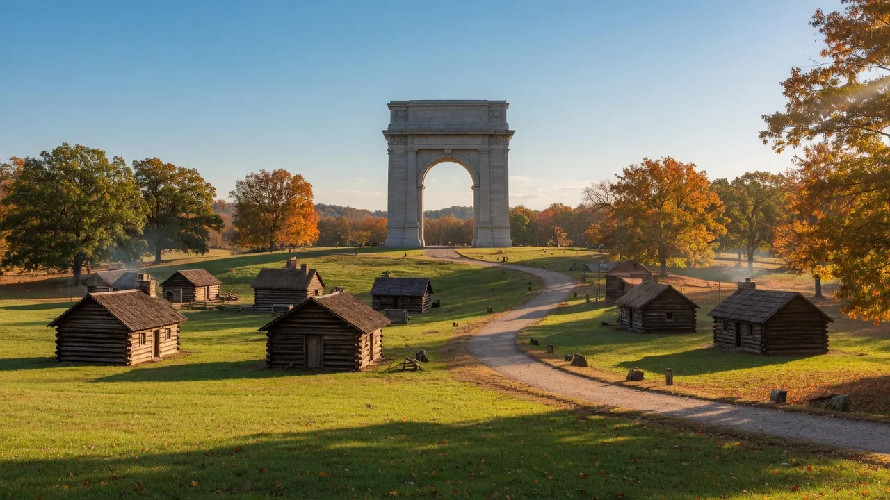 Valley Forge National Historical Park with rolling fields and autumn foliage