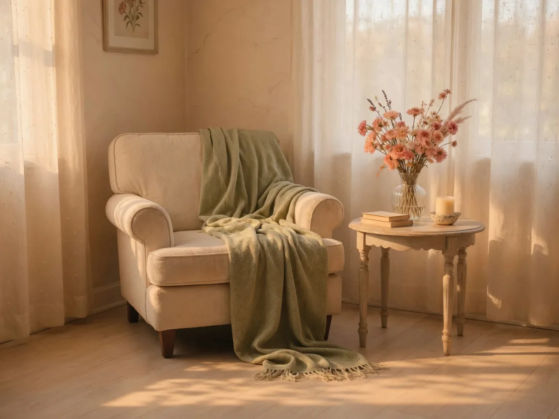 Workshop setting with notebooks, flowers, and soft natural light