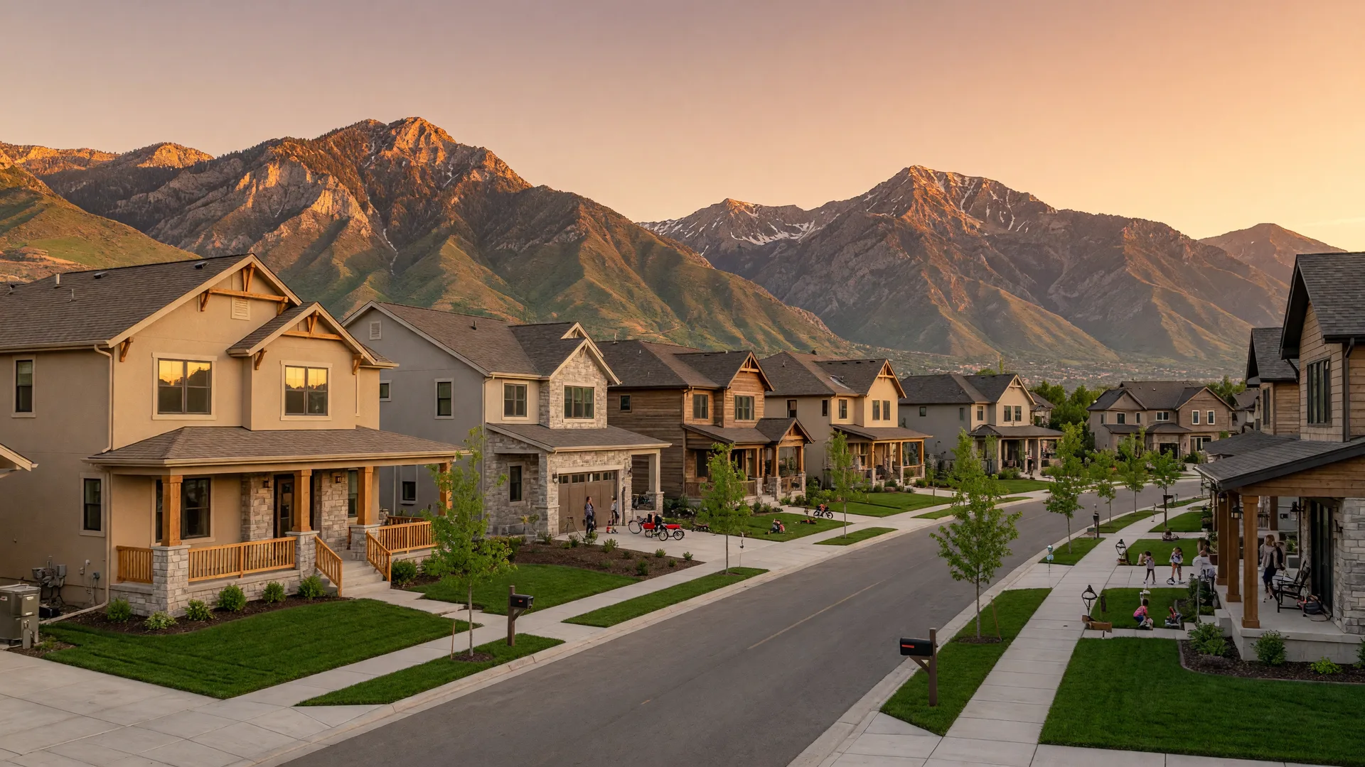 New construction mountain modern homes in Provo, Utah County — master-planned community with Wasatch Mountain views, family neighborhood