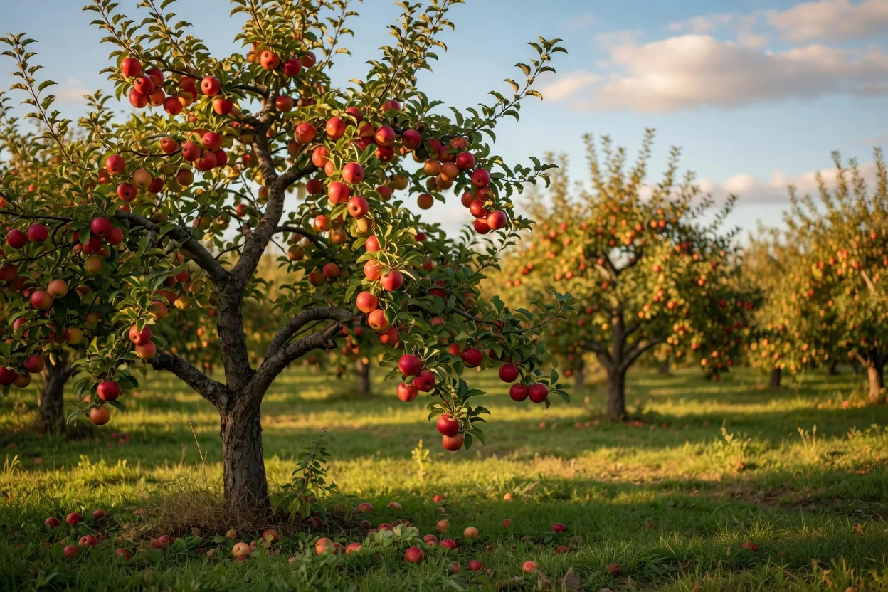 Apple trees in the Warwick Valley during fall apple season