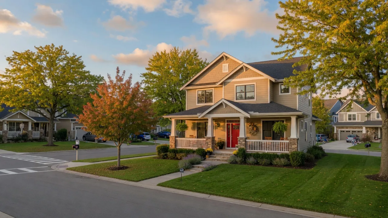 Beautiful family home in Olathe with welcoming curb appeal, warm afternoon light, and a family-friendly street
