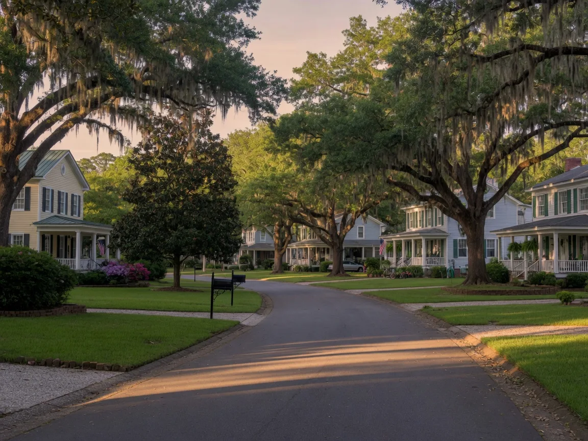 Established neighborhood in Aiken SC with mature trees and quality homes.