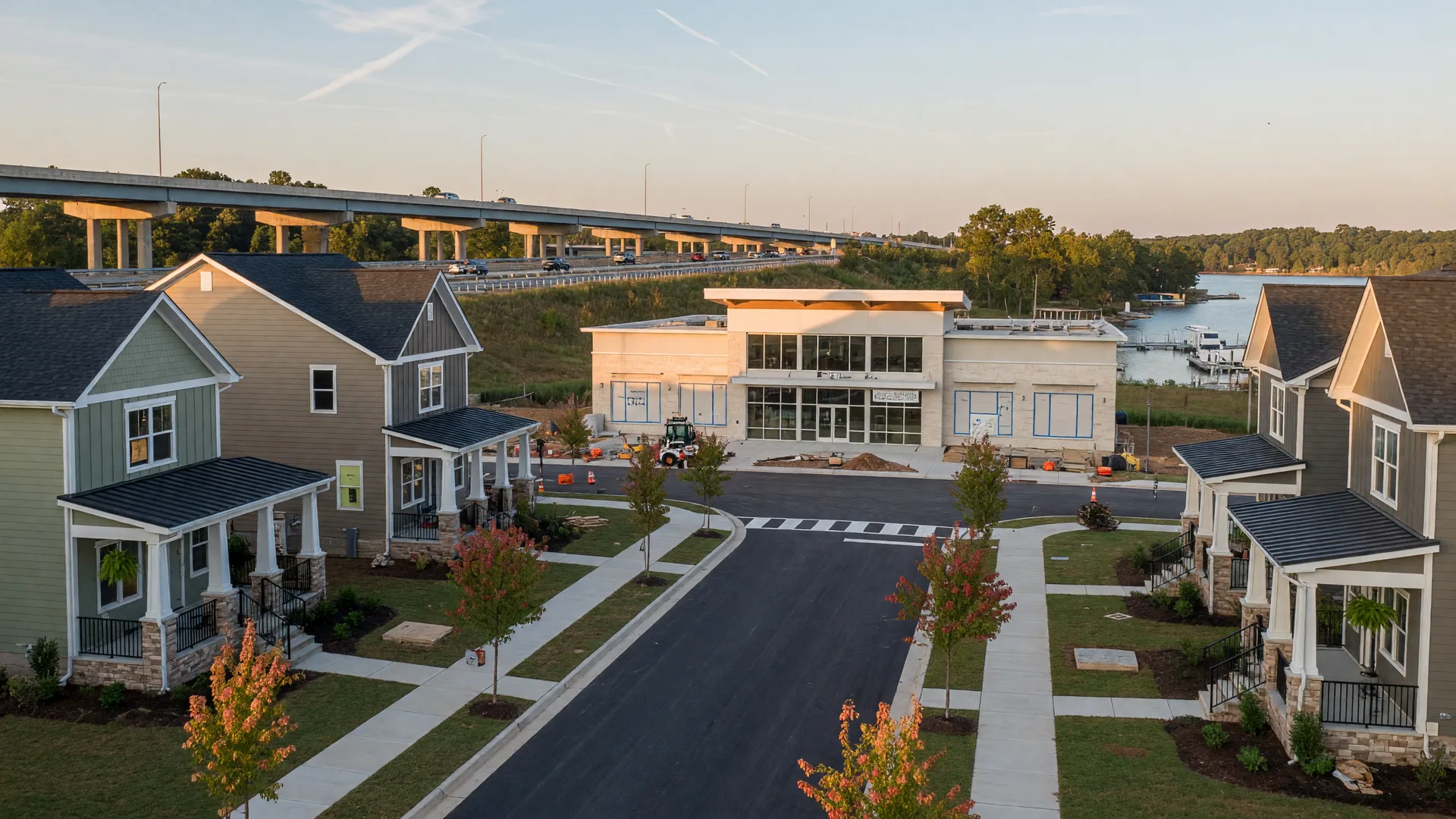 A new mixed-use village rising near the lake in Mooresville