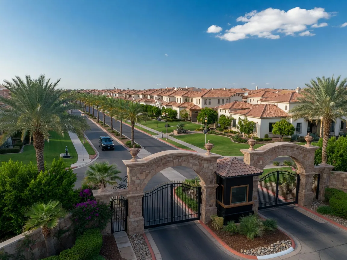 Seville master-planned gated community entrance in Gilbert Arizona