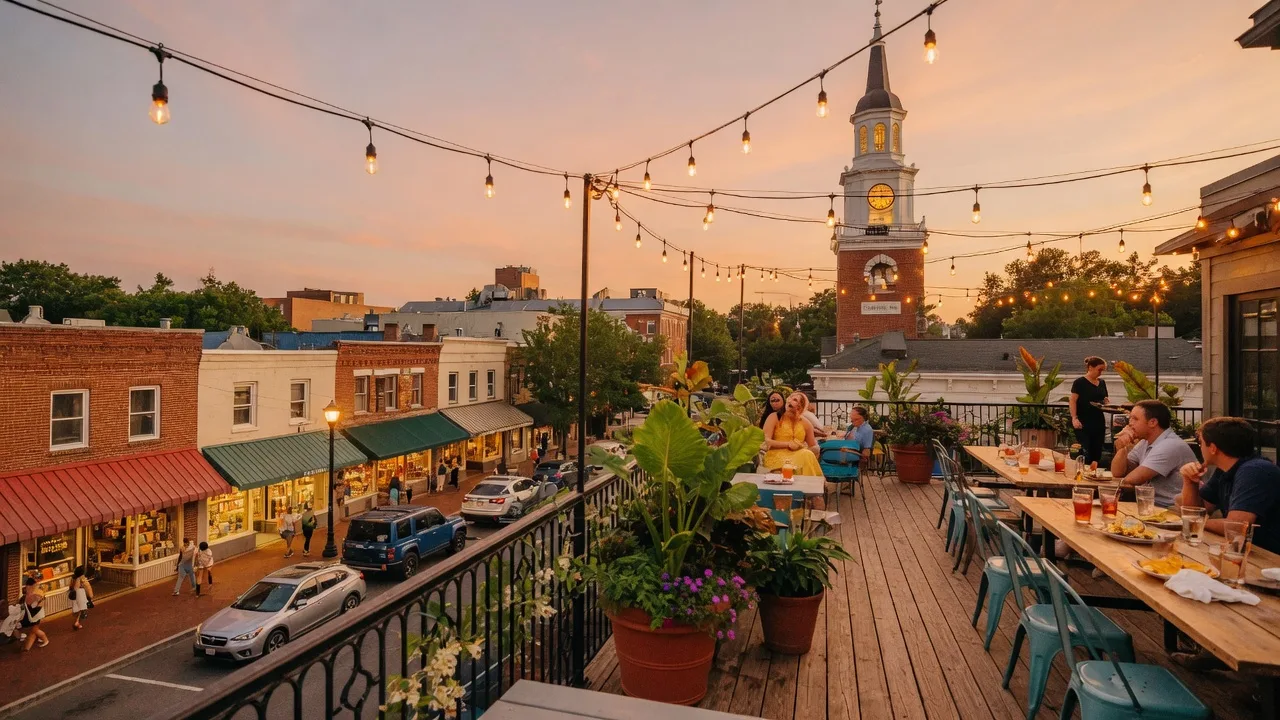 Rooftop patio dining on Franklin Street in Chapel Hill