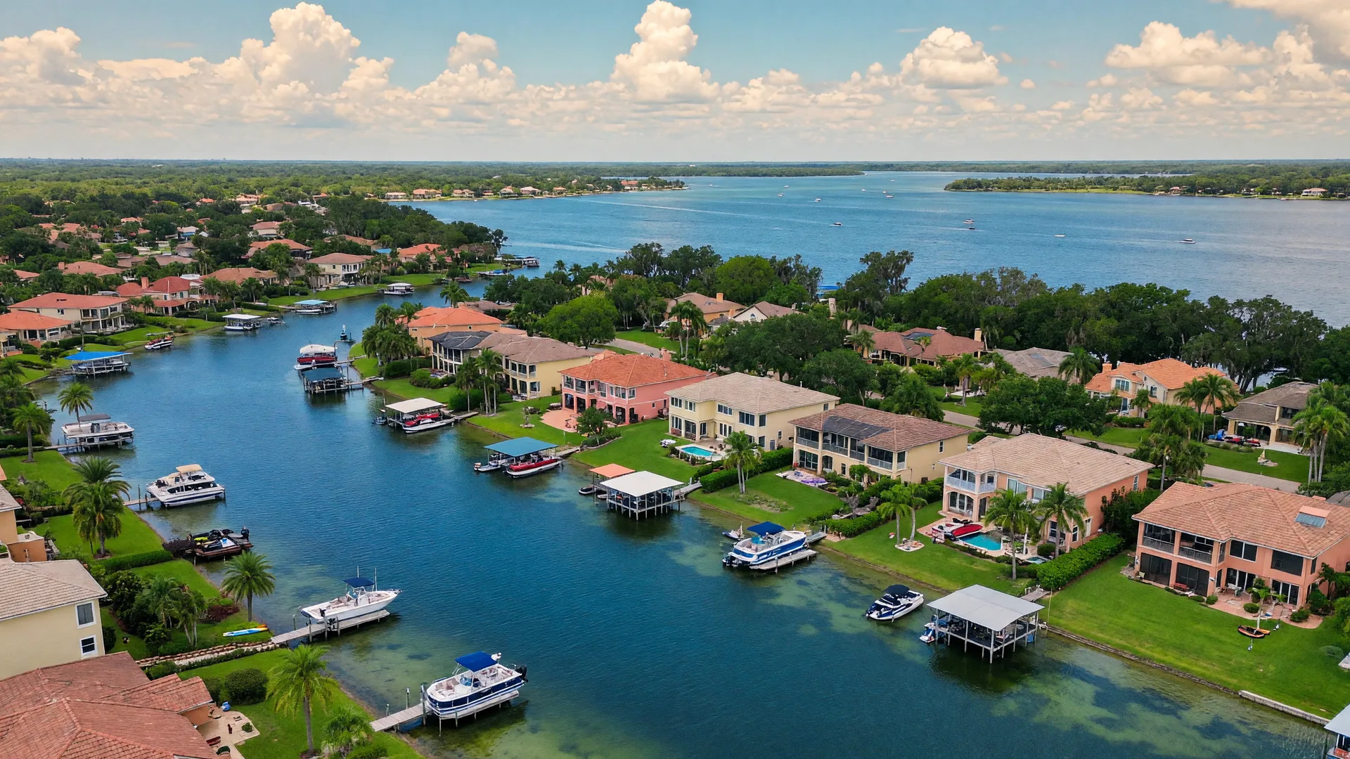 Aerial view of a Central Florida lakefront community