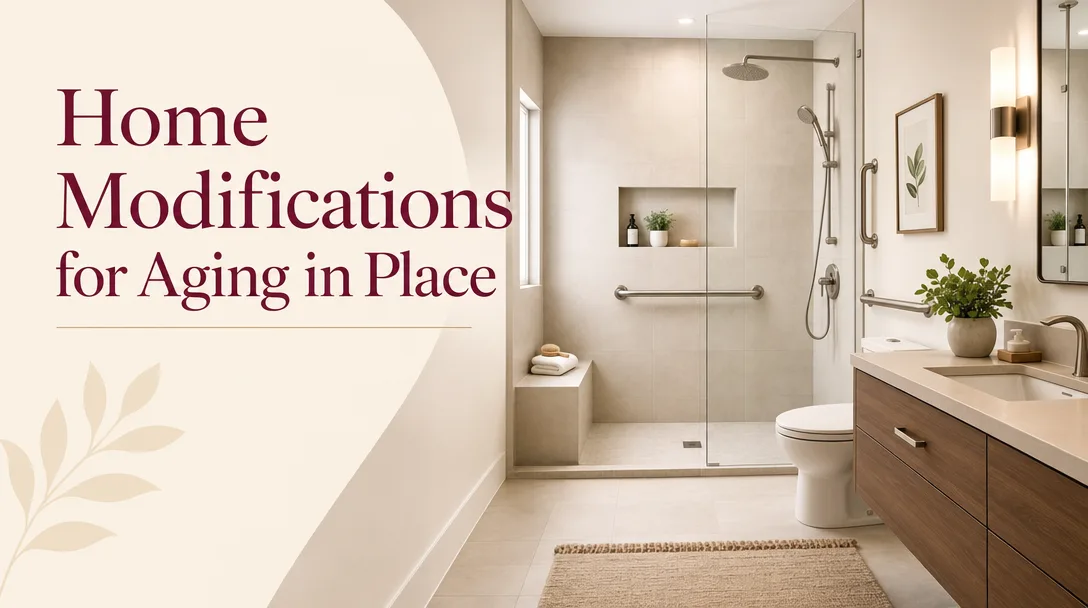 Home Modifications for Aging in Place - Accessible bathroom with walk-in shower and grab bars