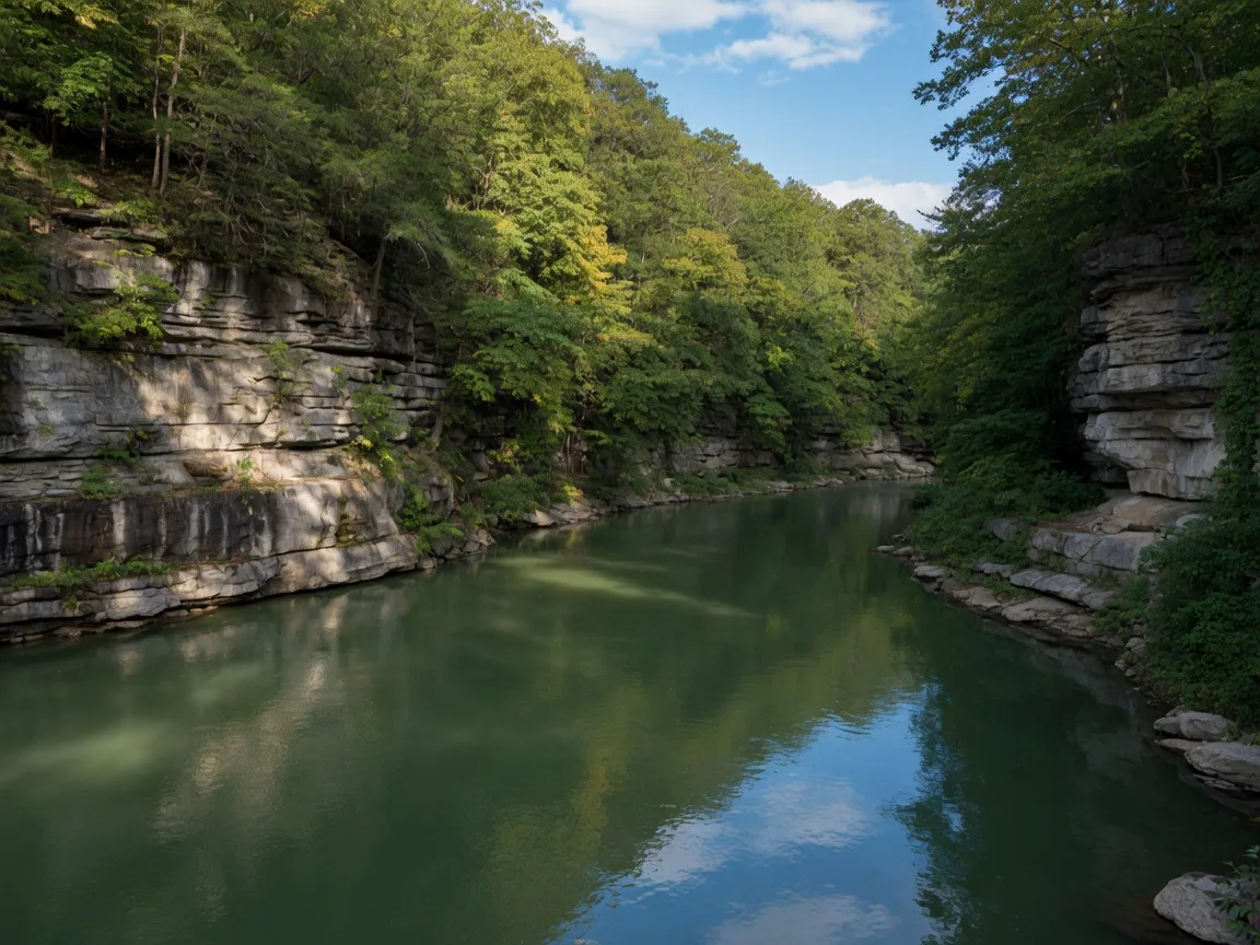 The Kentucky River winding between forested limestone bluffs near Frankfort