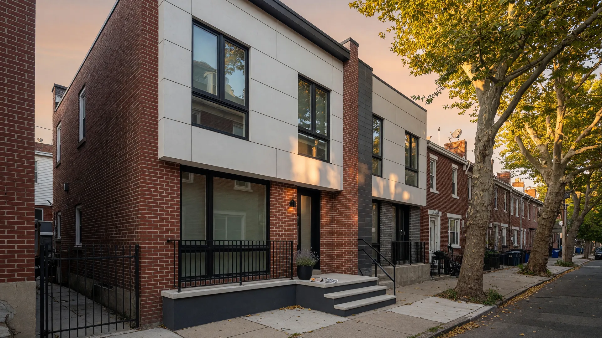 Contemporary townhome exterior with modern architecture in Fitler Square