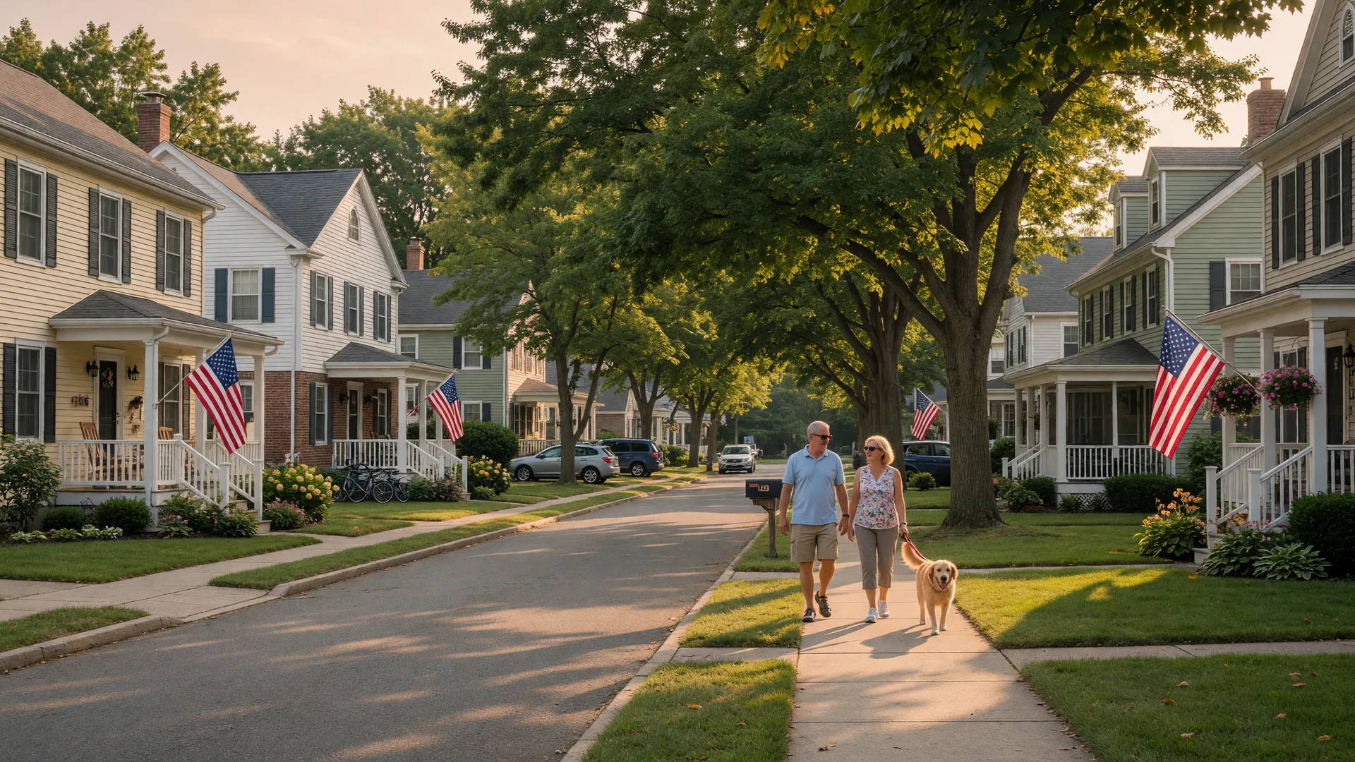 Quiet residential street in Audubon, New Jersey