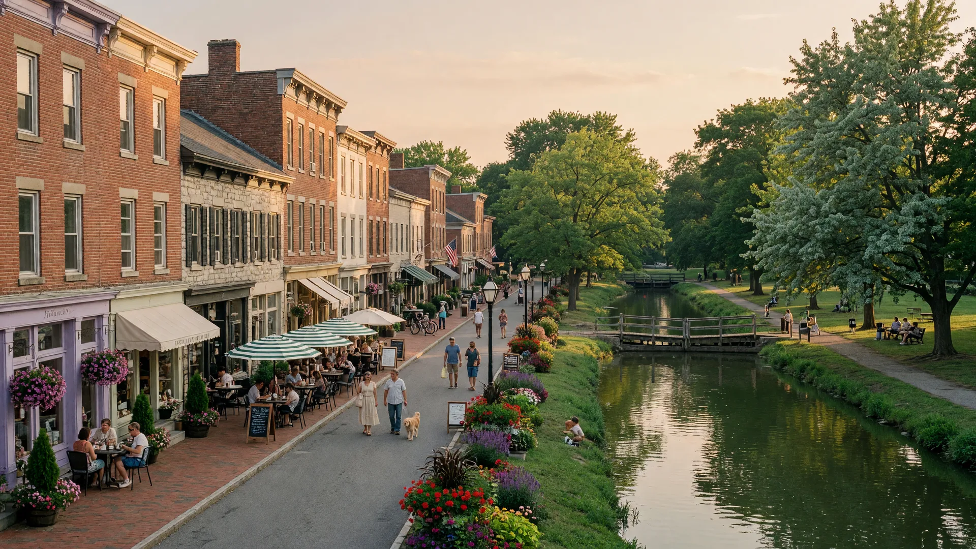 Yardley Main Street along the Delaware Canal