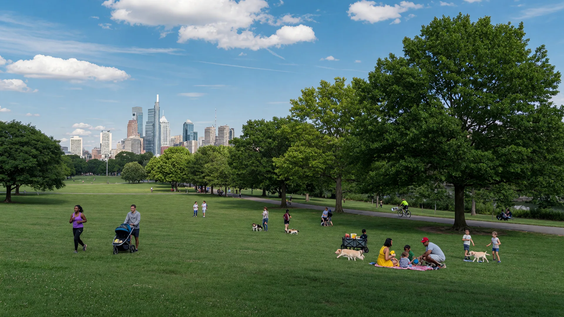 East Fairmount Park with Philadelphia skyline visible