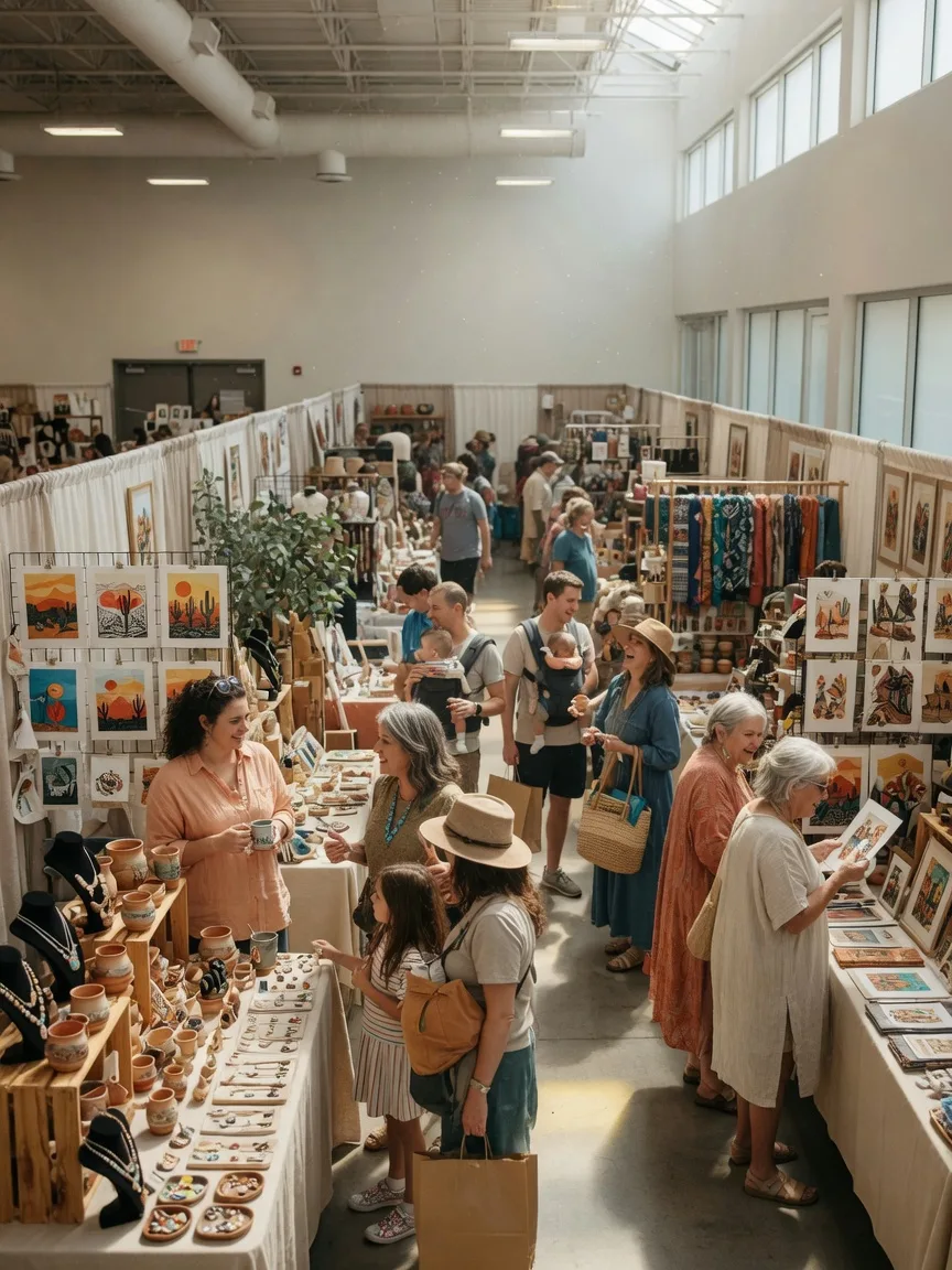 Artisan booths and handmade crafts on display at the Fall Craft Spectacular at The Expo at World Market Center