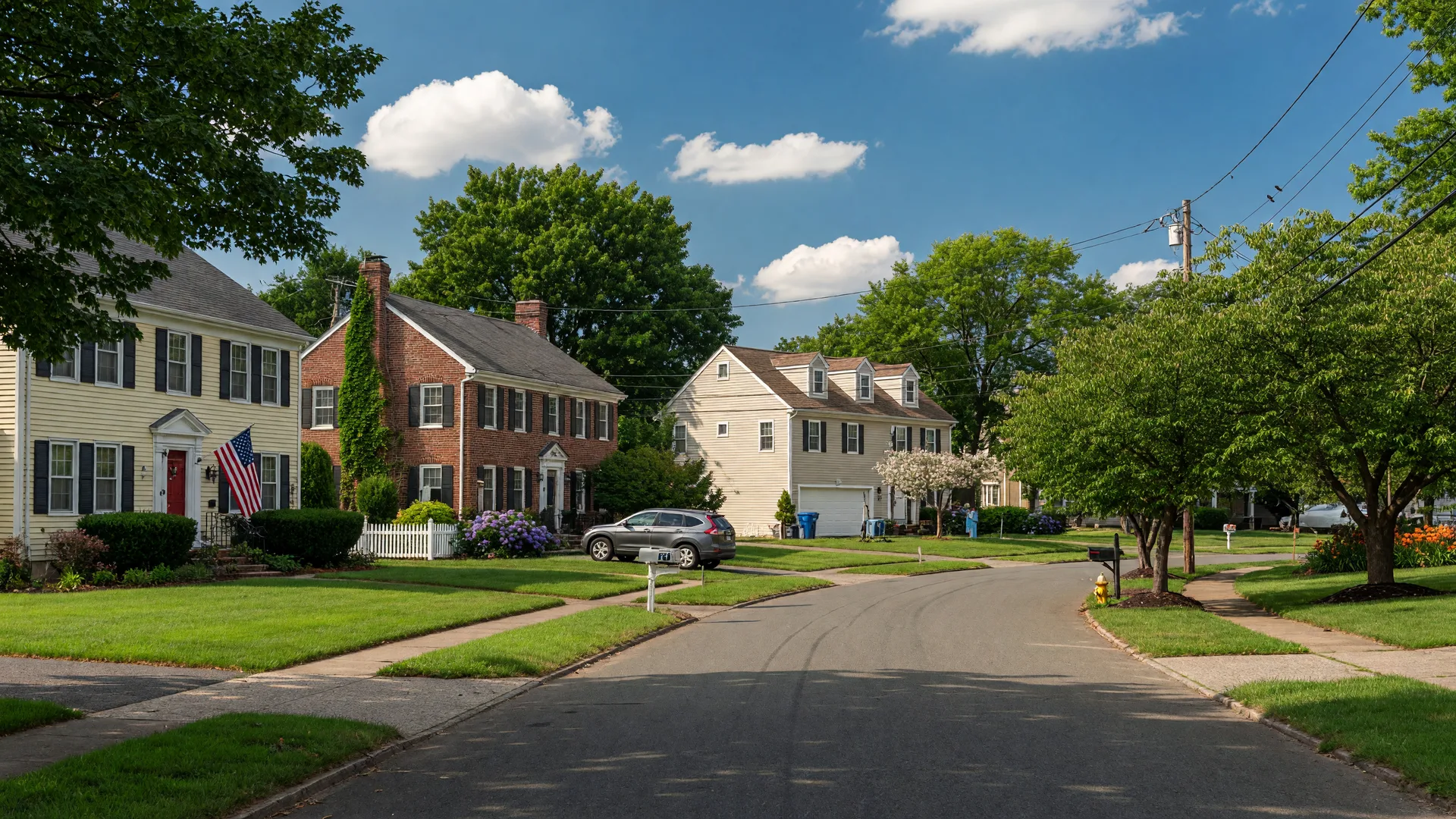 Residential street in East Windsor Township, New Jersey