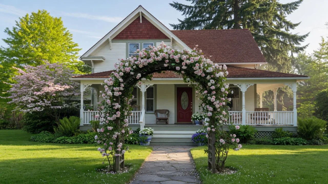 Heritage home with climbing roses in Tigard, Oregon