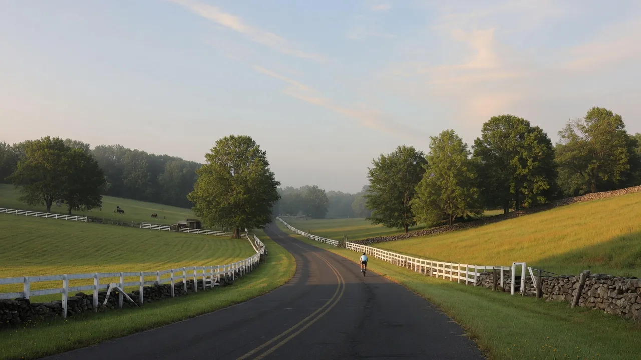 Tranquil country road and fields in Buckingham Township near Holicong Park