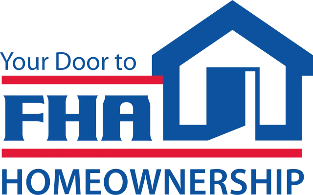 Graphic reading Your Door to FHA HOMEOWNERSHIP with a house icon with an open door