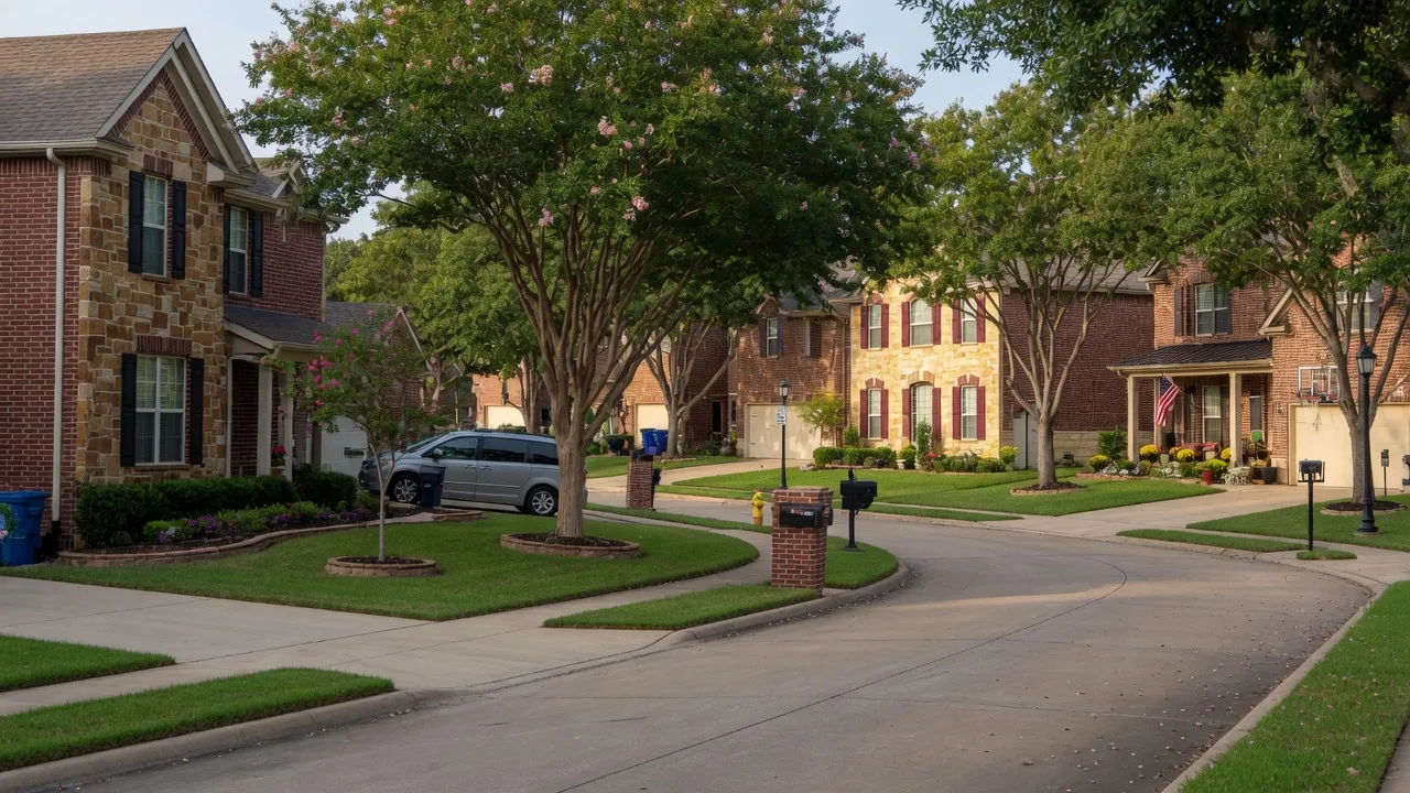 Homes and streetscapes in Carrollton, Texas