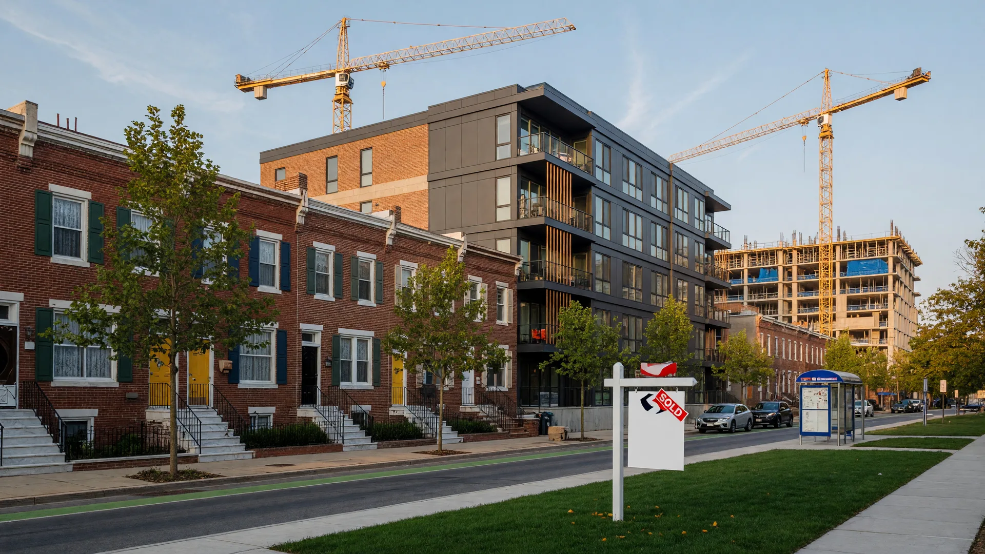 Vibrant residential block in University City, Philadelphia near Drexel University