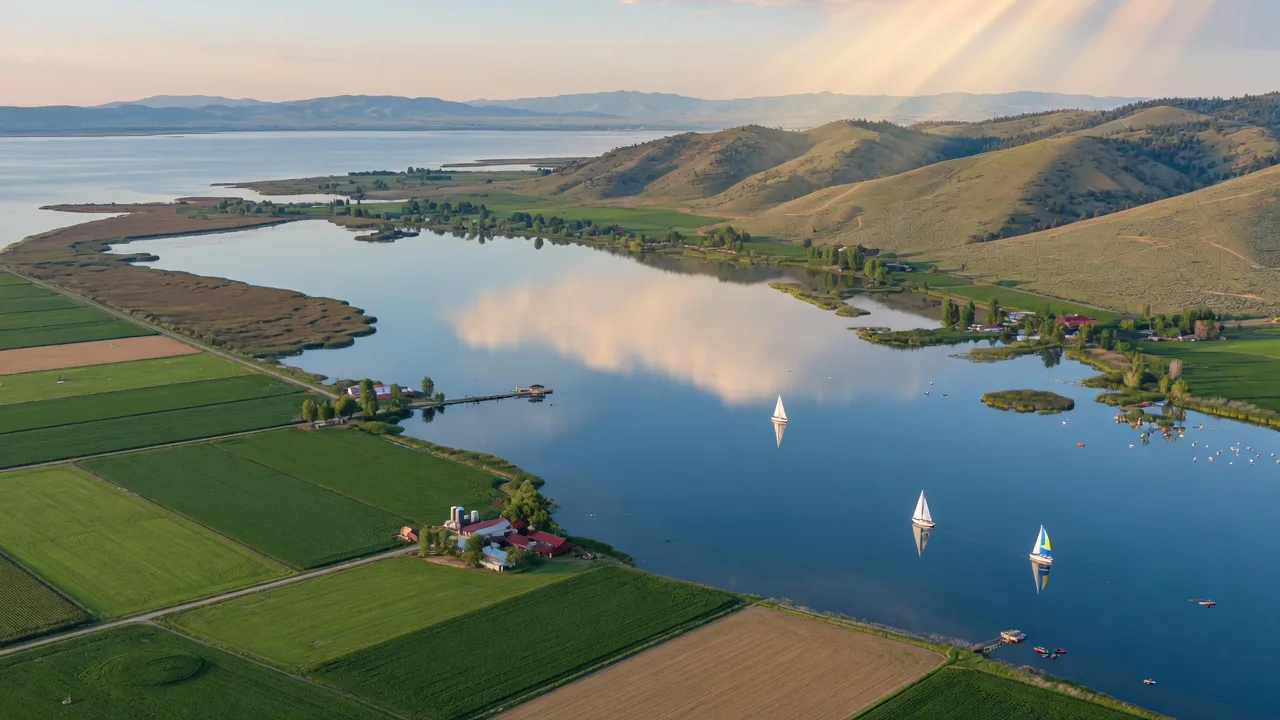 Aerial view of Lake Lowell in the Treasure Valley Idaho