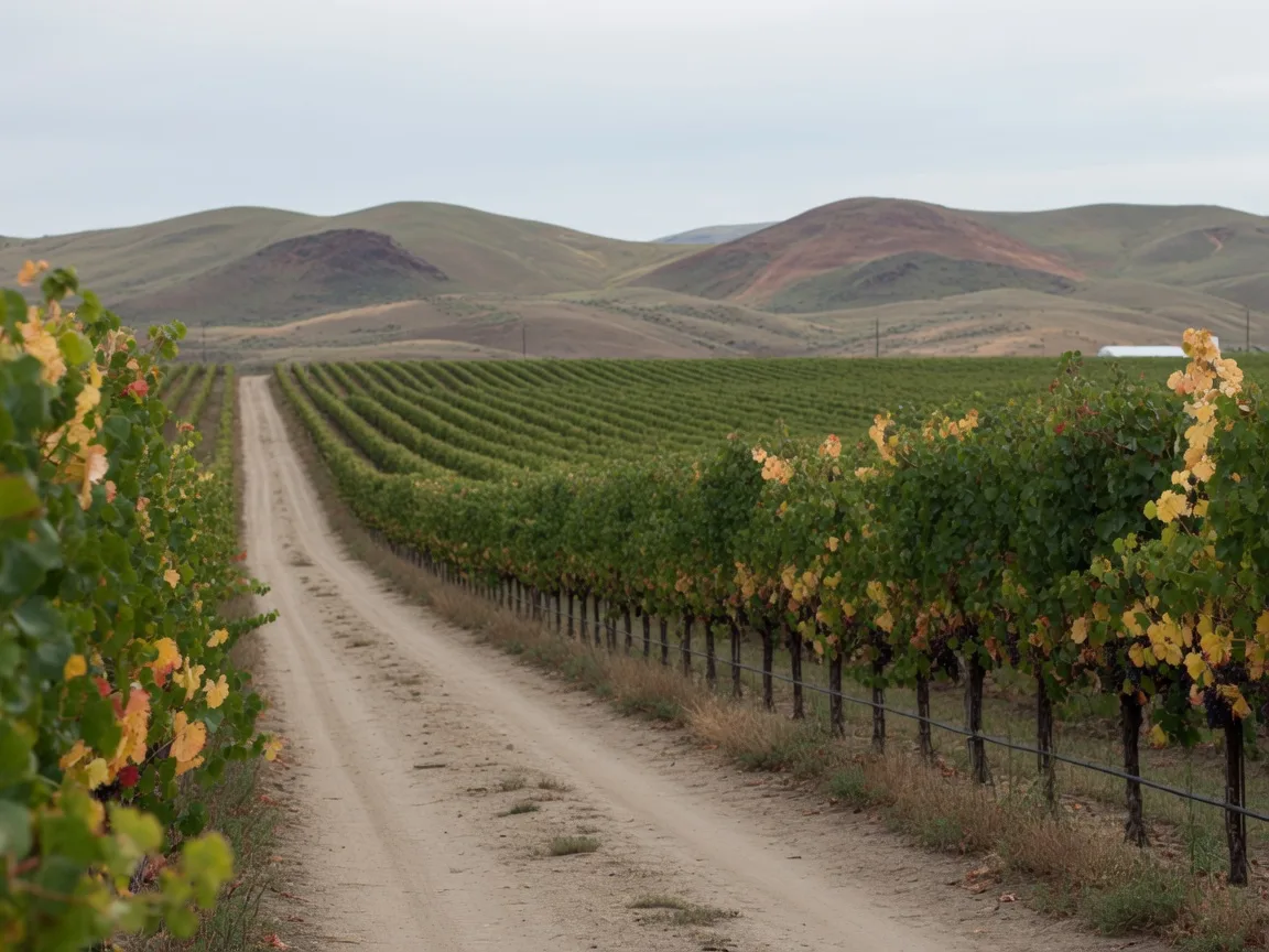 Rows of grapevines in Idaho's Snake River Valley