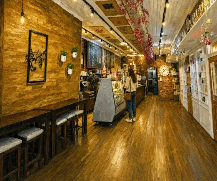 Cozy local coffee shop interior