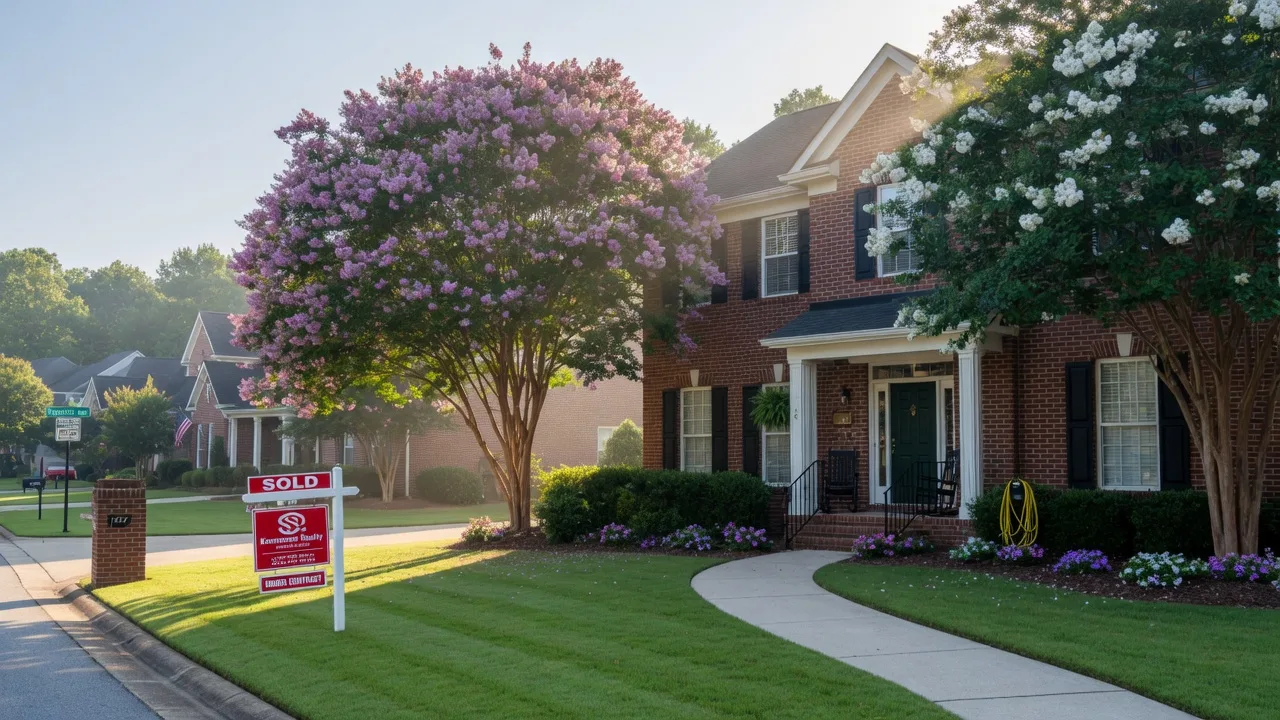 Team Haigh Realty helping homeowners sell in Kennesaw GA - brick suburban home with Sold sign
