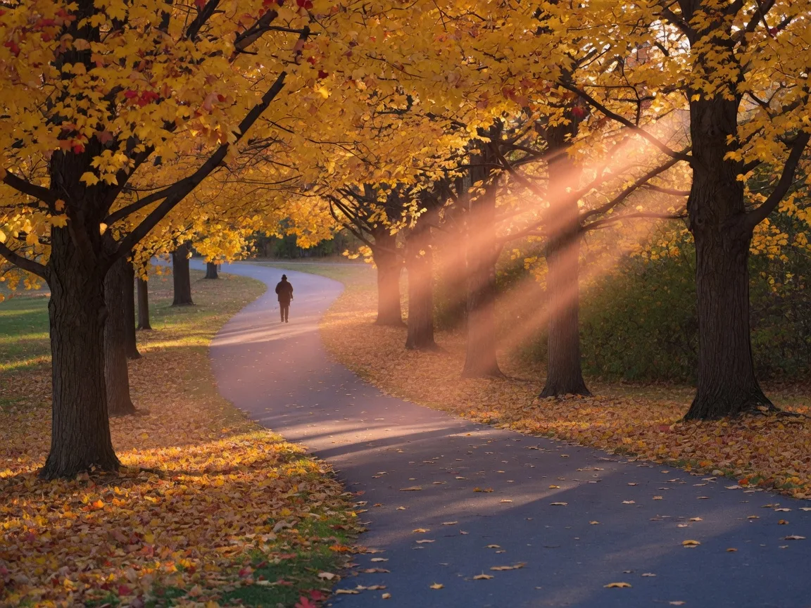 Autumn trail through a Montgomery County, PA park