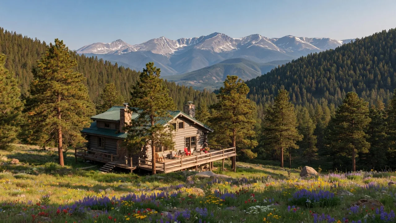 Rustic mountain cabin in Sugarloaf with forested hills and mountain views