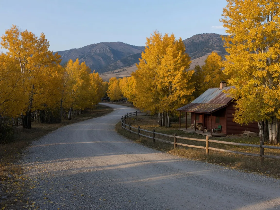 A 4:3 editorial photograph of a family walking the McClintock Trail at Chautauqua Park in early October, with golden aspen and red sumac lining the dirt switchbacks and the ochre sandstone Flatirons rising directly behind the turning leaves under a clear autumn sky