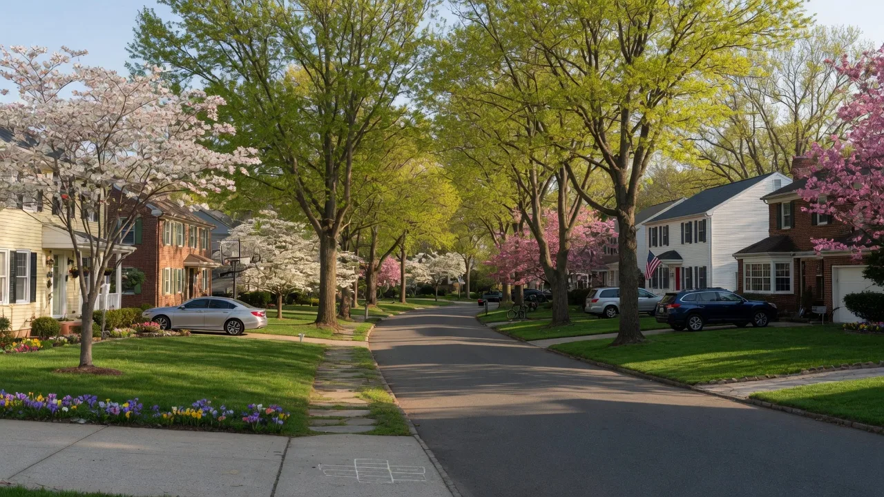 Tree-lined residential street in Cherry Hill