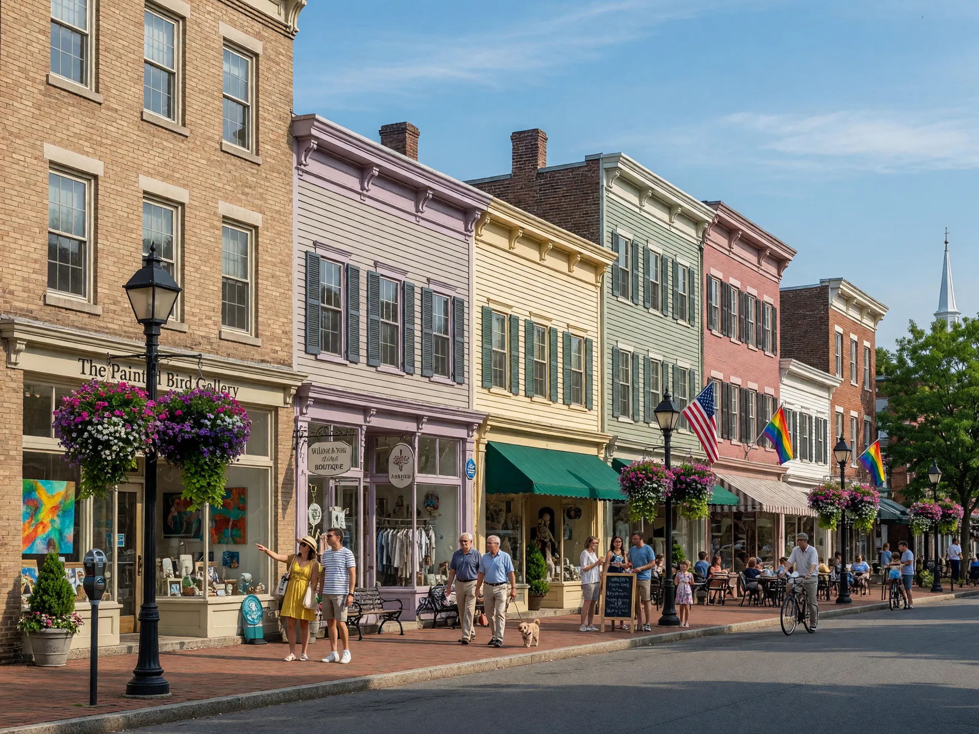 Walkable downtown Main Street in New Hope