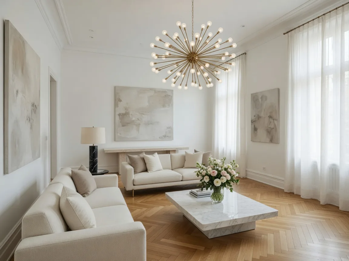 Elegant luxury home living room with high ceilings and natural light