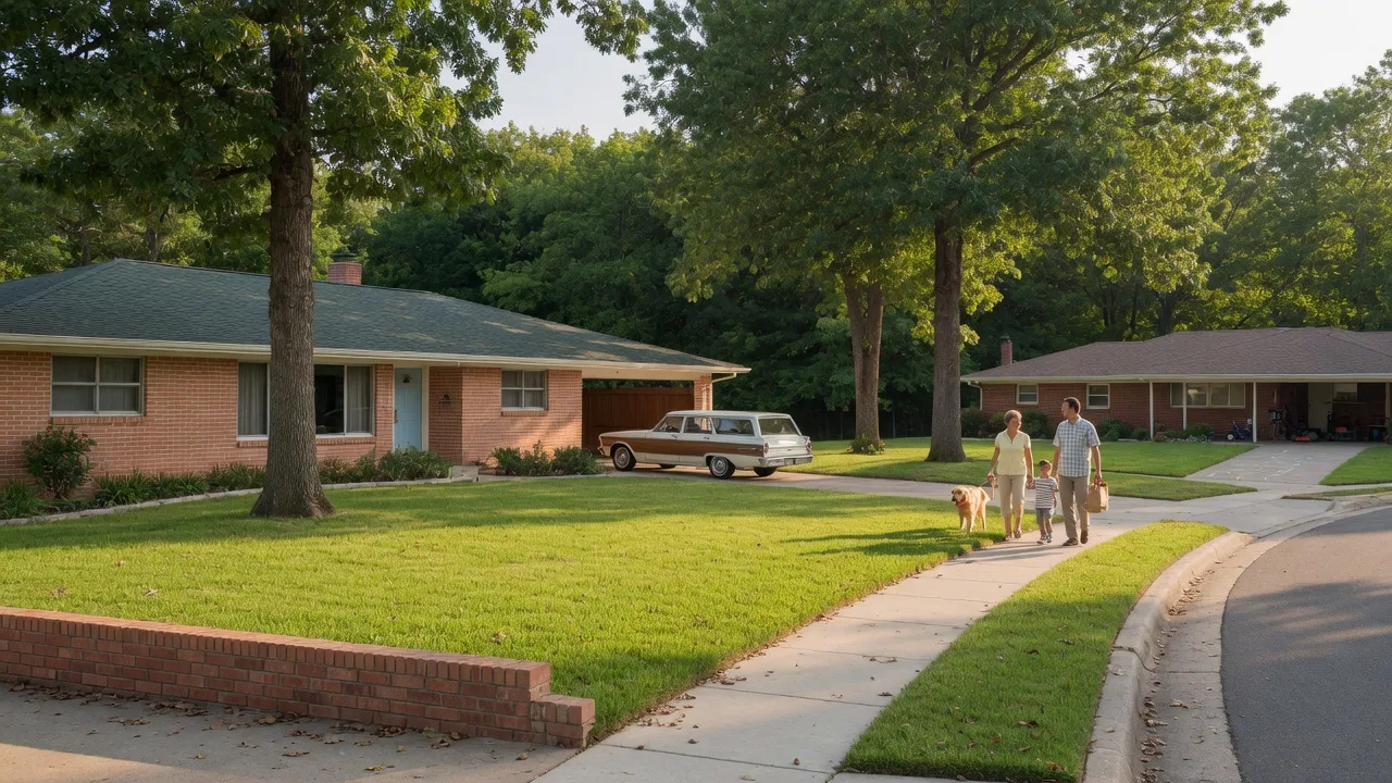Homes and streetscapes in Lochwood, Texas