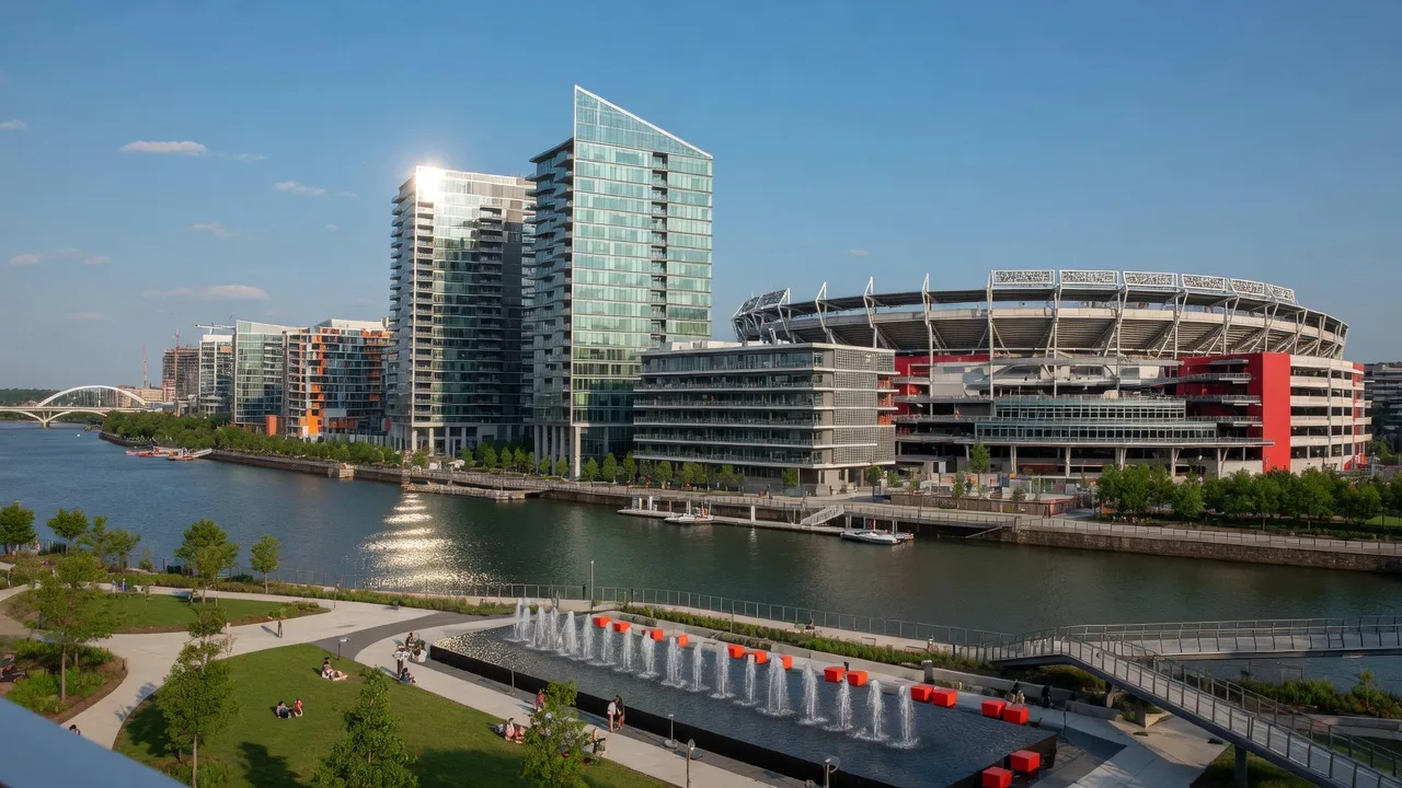 Navy Yard waterfront with Nationals Park and modern towers, Washington, DC