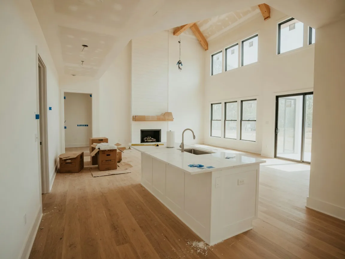 Bright new construction interior during a walkthrough in Metro Atlanta