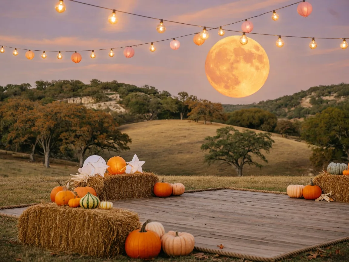 Harvest moon and string lights over a dance floor at the WIC Harvest Moon Dance