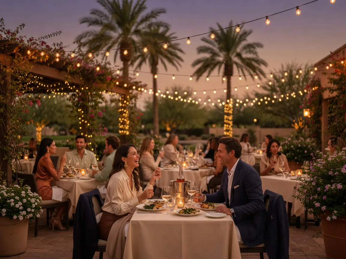 Upscale outdoor dining and luxury lifestyle in Gilbert Arizona