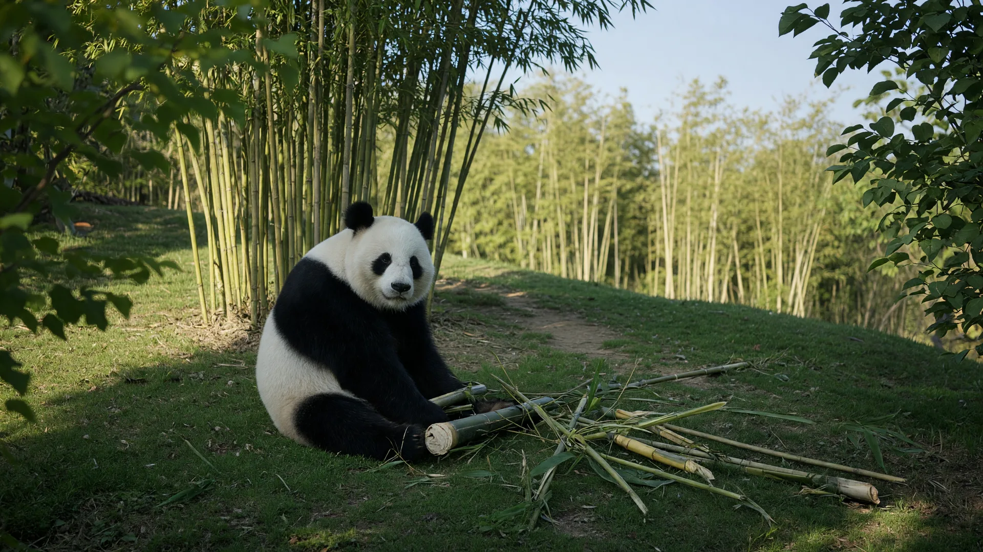 An editorial photograph of a giant panda