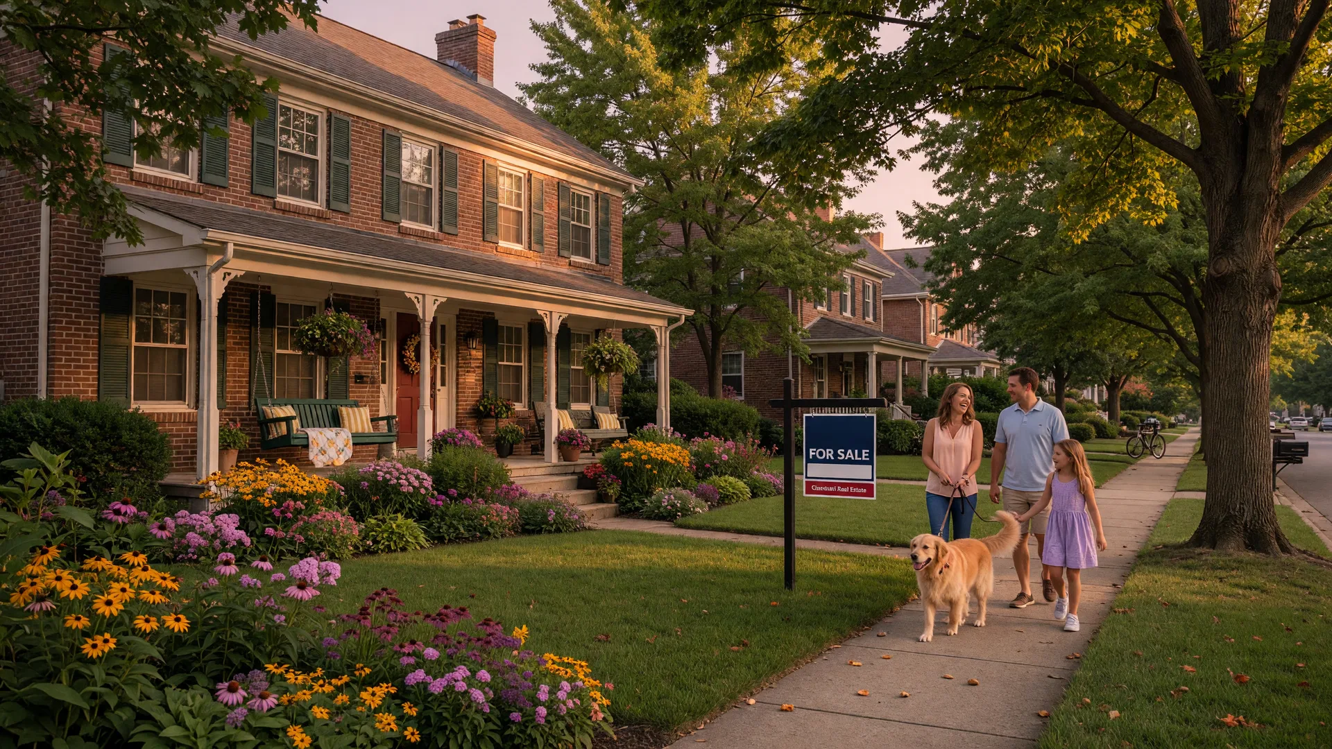 A welcoming suburban home in the Cincinnati area on a warm late summer afternoon